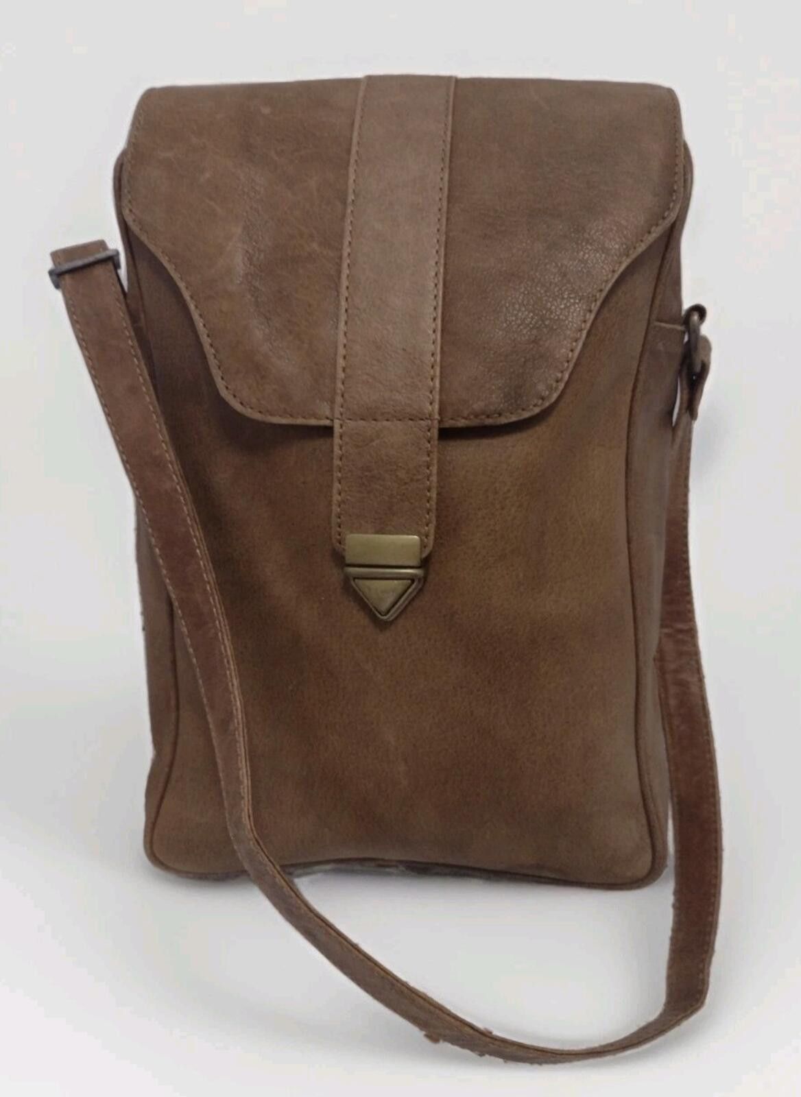 The Unbranded Brand VTG Leather Document Satchel Bag Push Lock Adjustable Strap Size ONE SIZE - 1 Thumbnail