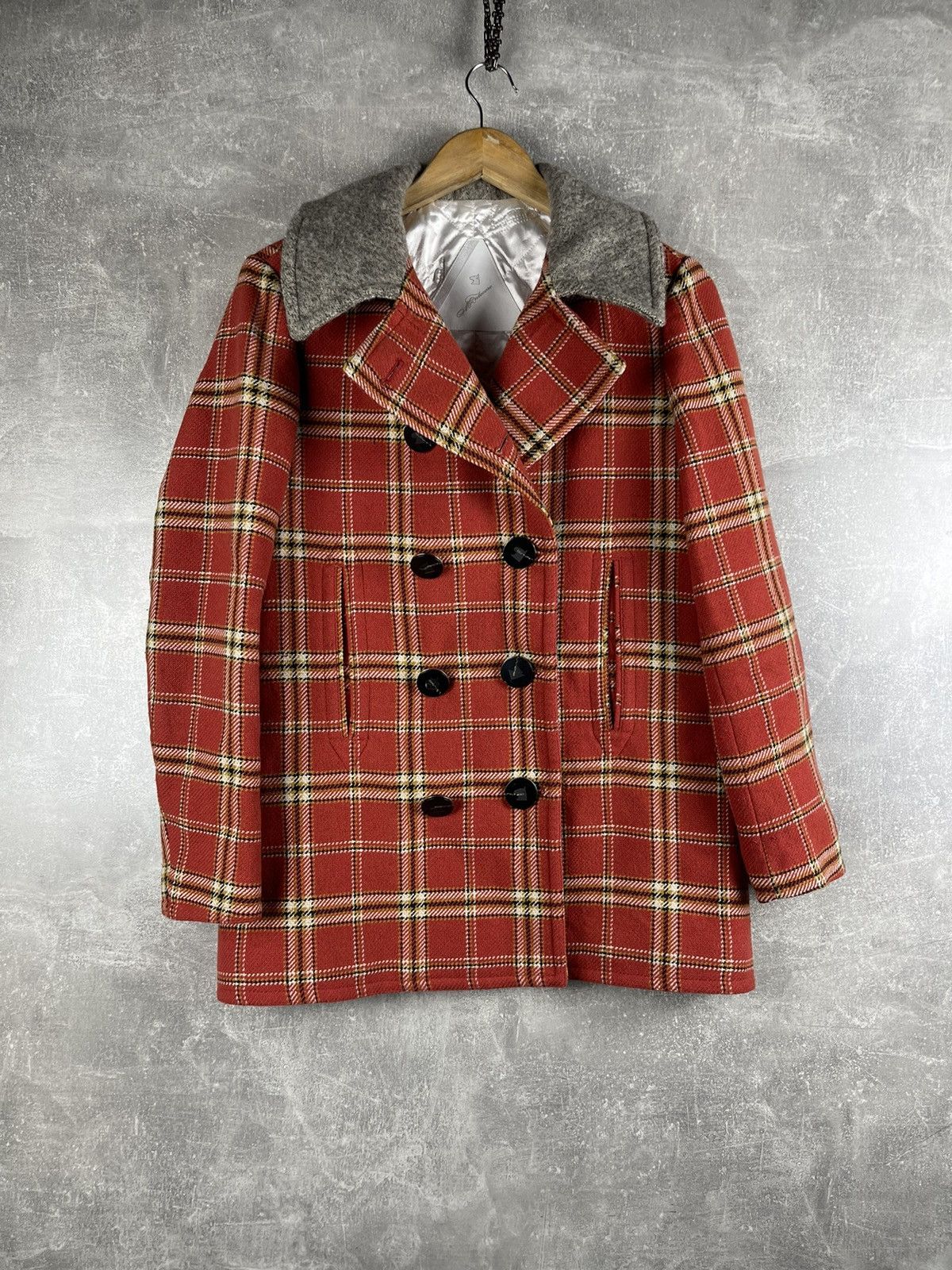 Montecore Montecore Plaid Wool Coat Red Checkered Breasted Overcoat Size M / US 6-8 / IT 42-44 - 2 Thumbnail