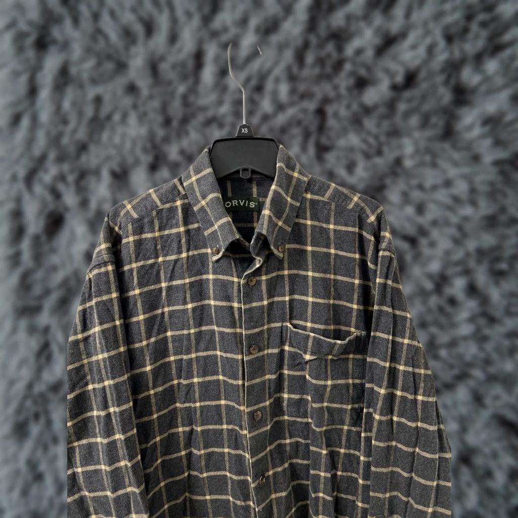 Orvis Orvis Shirt Mens XL Gray Plaid Flannel 100% Cotton Long Sleeve Button-Down Collared Size US XL / EU 56 / 4 - 1 Thumbnail