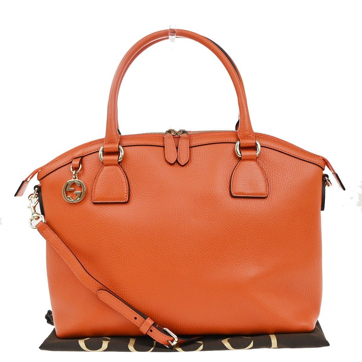 Gucci GG Charm Convertible Dome Satchel Leather