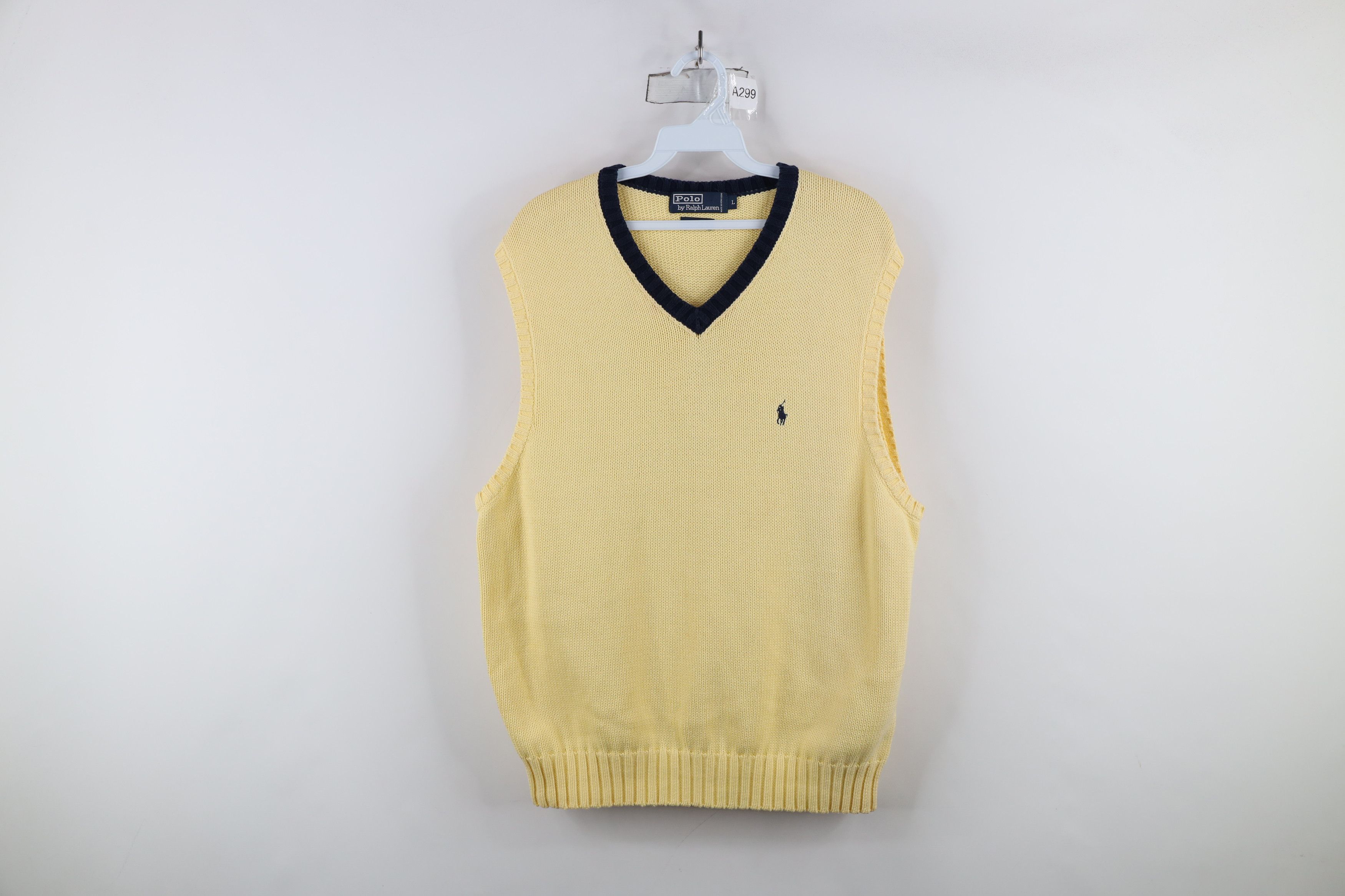 Ralph Lauren × Vintage Vintage 90s Ralph Lauren Knit V-Neck Sweater Vest Yellow Size US L / EU 52-54 / 3 - 1 Thumbnail