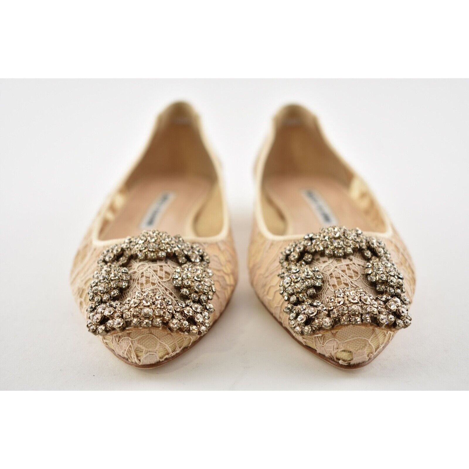 Manolo Blahnik Hangisi Flat Lace Crystal Jewel Buckle Ballerina Ballet 35 Size US 5 / IT 35 - 6 Thumbnail