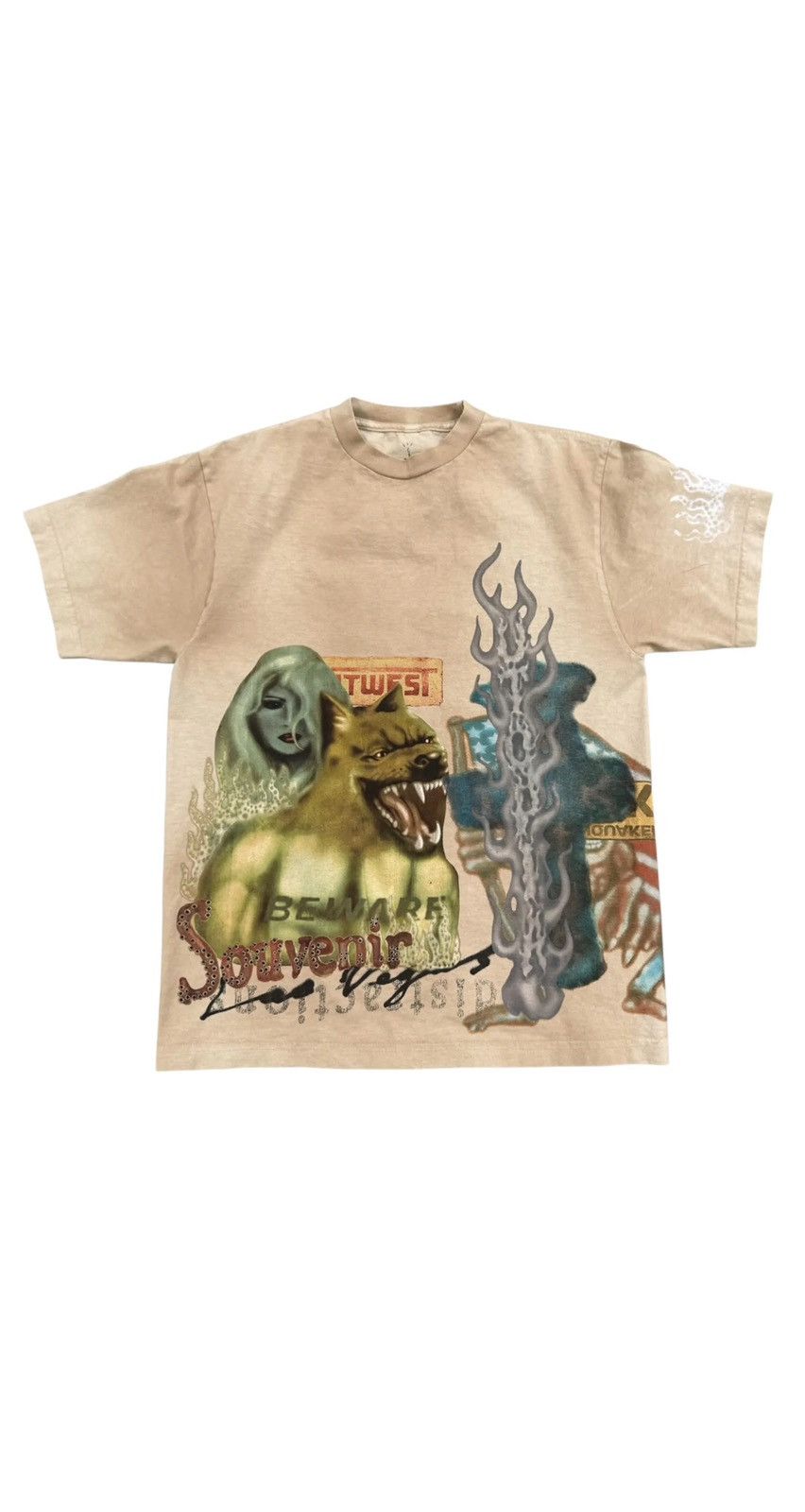 国内発送■CACTUS JACK■BAZAAR SOUVENIR TEE Travis Scott Travis Scott Vegas Bazaar Souvenir Tee Brown