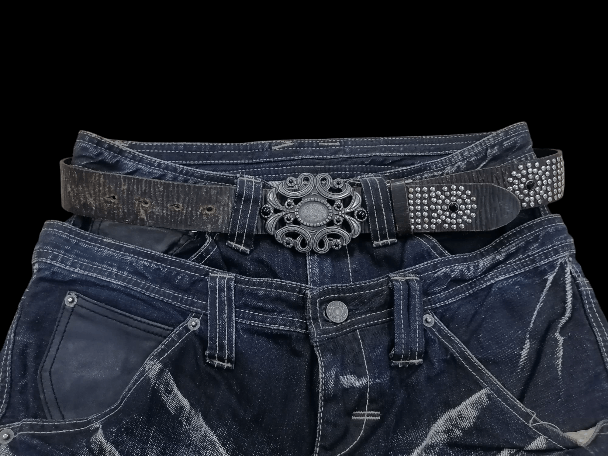 Genuine Leather × Japanese Brand Vintage Leather Studded Buckle Belts Size ONE SIZE - 2 Thumbnail