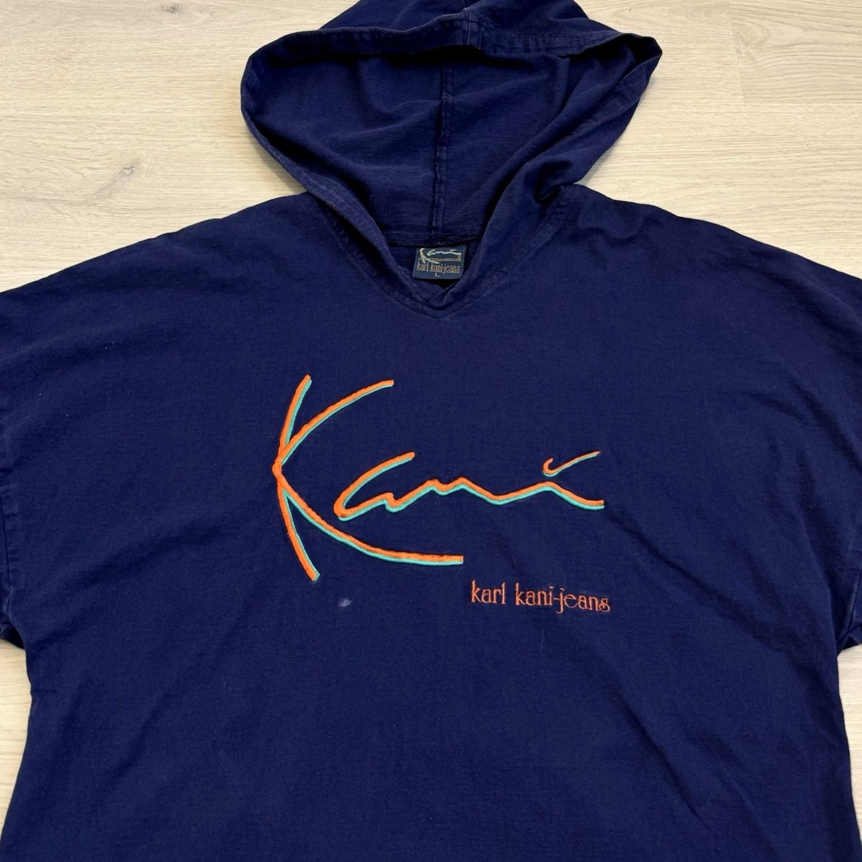 Karl Kani VINTAGE Karl Kani Hoodie Pullover 90s Hip Hop Blue/Purple Size L Mens Long Sleeve Pullover 90s Size US L / EU 52-54 / 3 - 6 Thumbnail