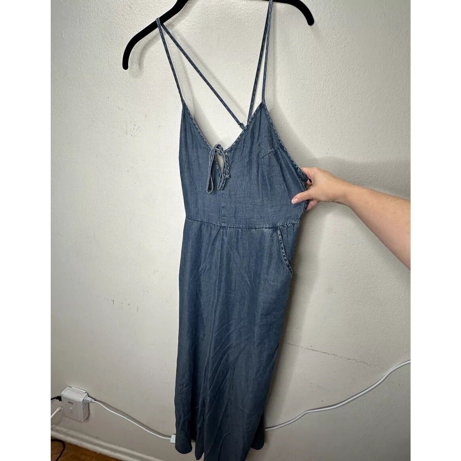 Other Lovestitch Wide Spaghetti Strap V-Neck Front Tie Jumpsuit S Size 27" / US 4 / IT 40 - 5 Thumbnail