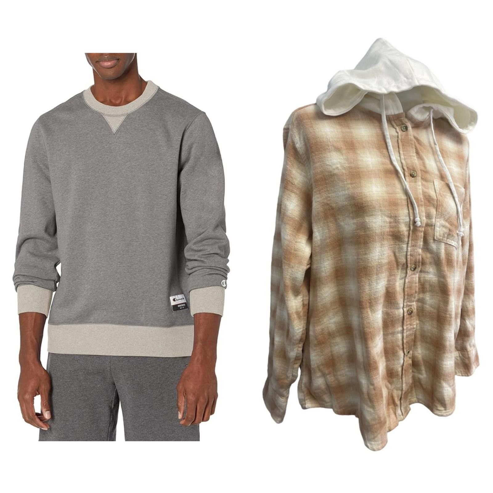 Champion New Champion Unisex Small Sweatshirt w Bonus Flannel Hoodie Size S / US 4 / IT 40 - 1 Thumbnail