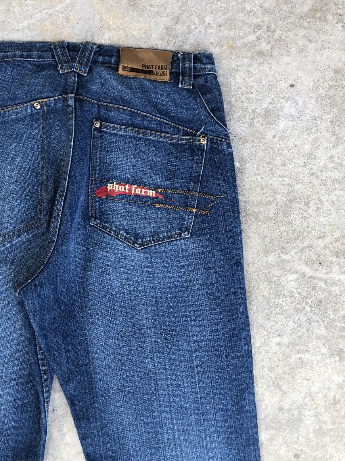 Phat Farm Phat Farm Embroidered Logo Baggy Jeans hip hop Distresed Size US 33 - 10 Thumbnail