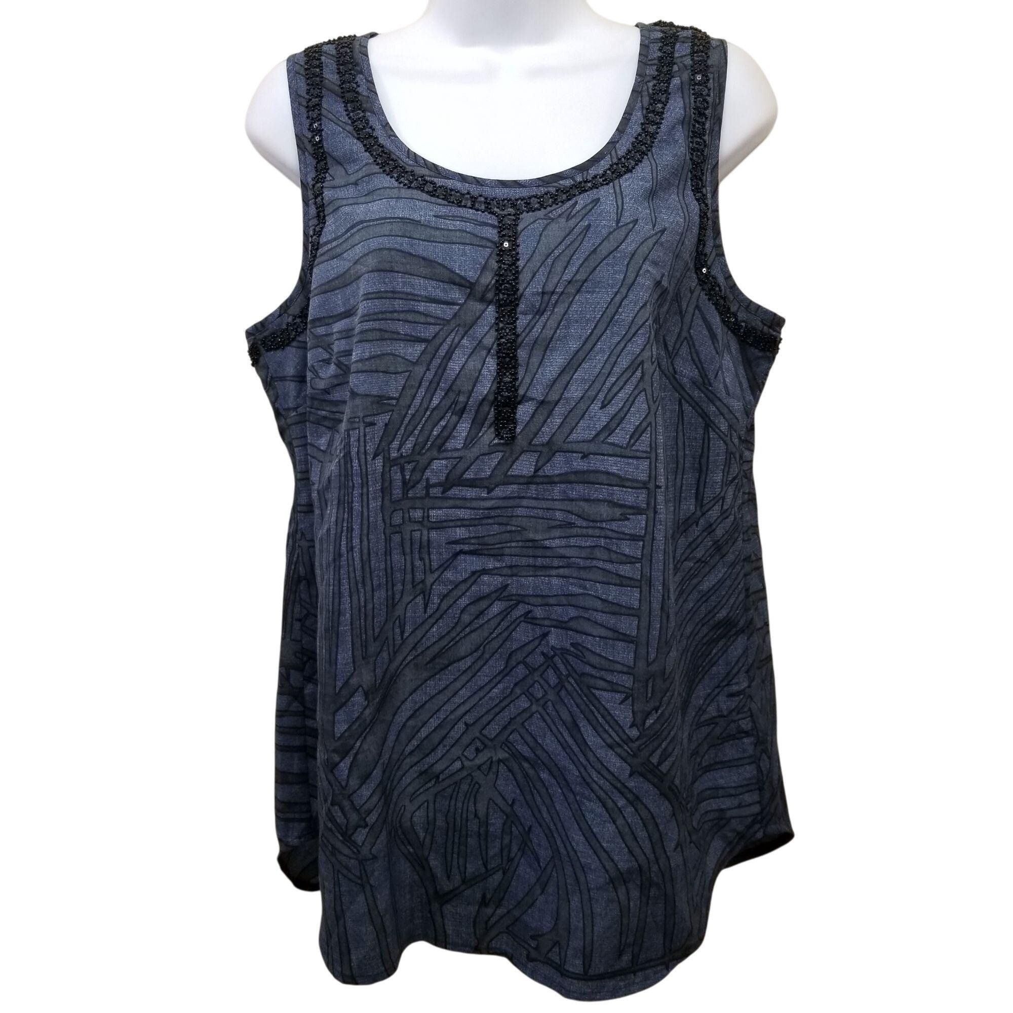 Other CAbi 3334 S Top Sleeveless Beaded Tank Blue Striped Business Size S / US 4 / IT 40 - 1 Thumbnail
