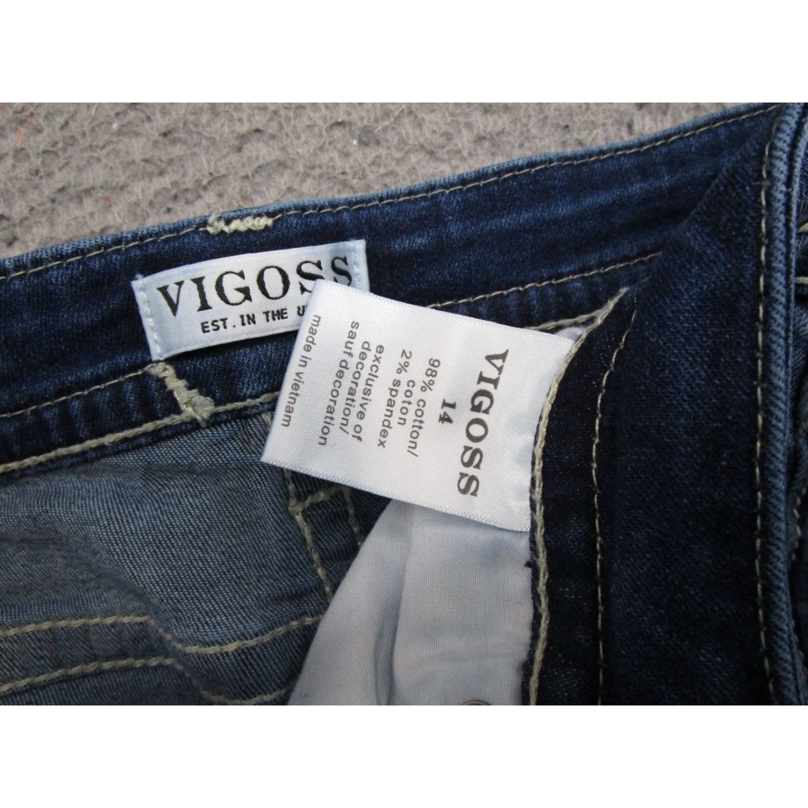 Vintage VTG Y2K VIGOSS Capri Blue Denim Stretch Jeans Women's Size 14 Embroidered Size 36" / US 14 / IT 50 - 5 Thumbnail