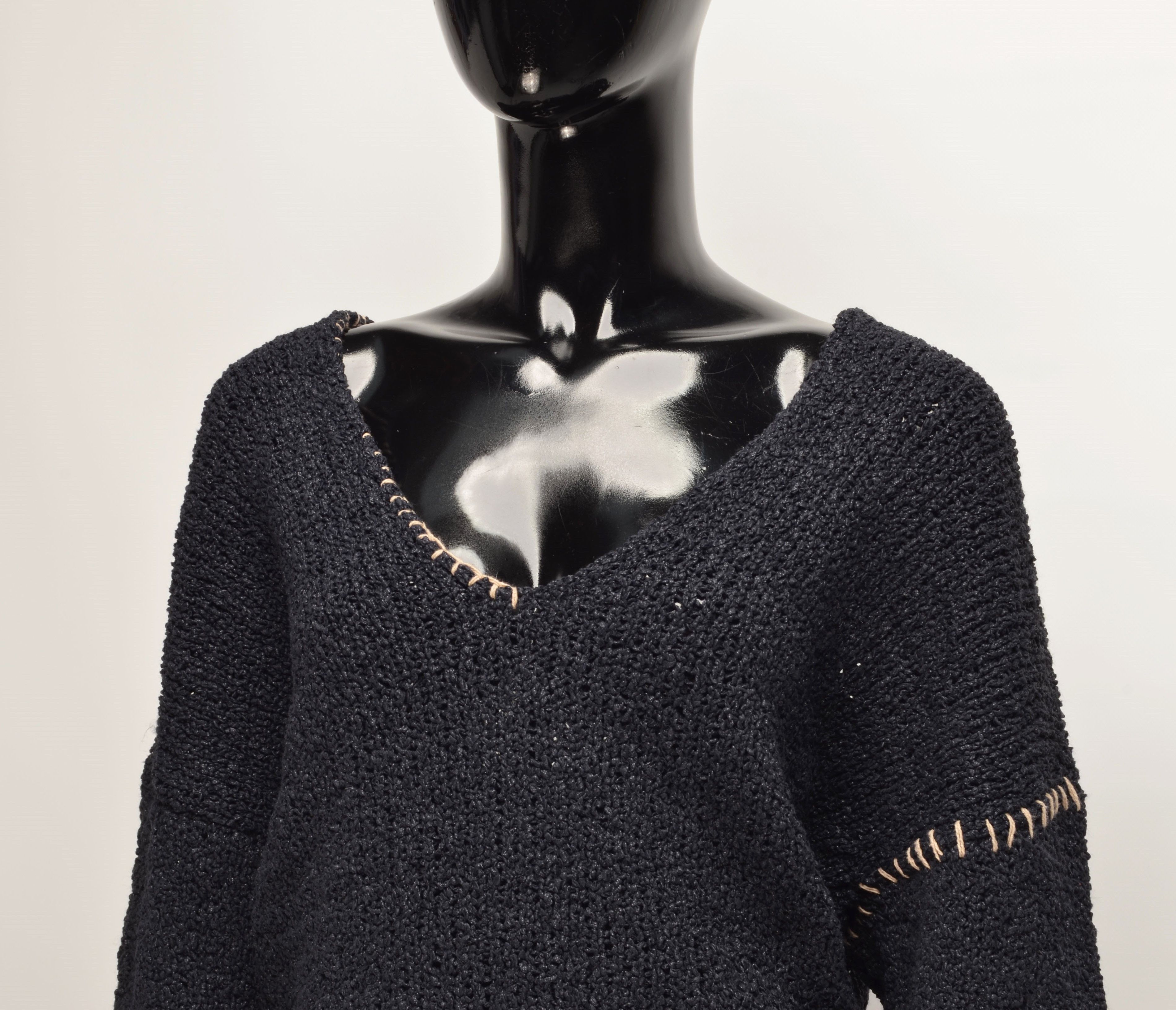 Other TELA Knitted Navy Oversized V-neck Grunge Sweater Jumper Size M / US 6-8 / IT 42-44 - 2 Thumbnail