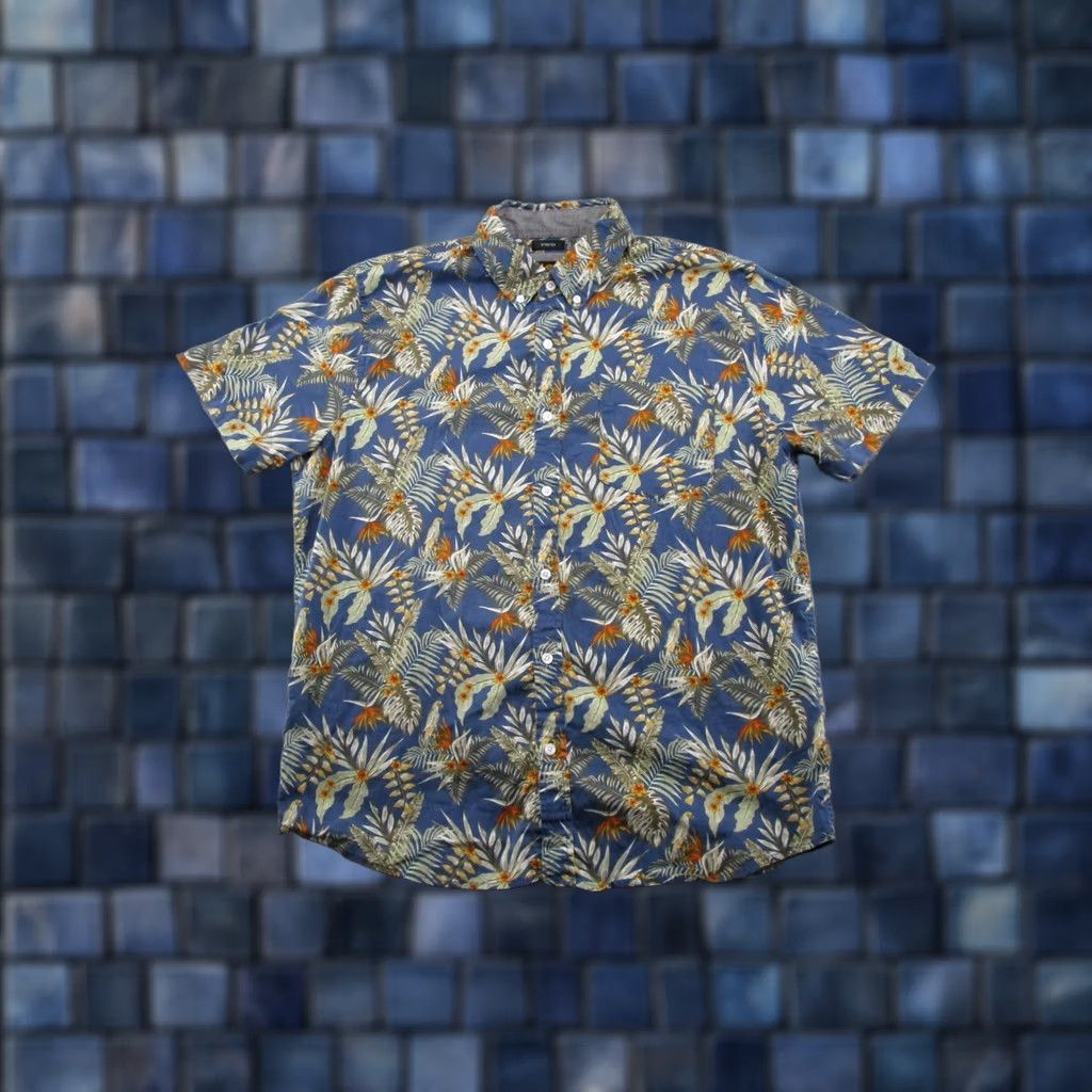 Lee Lee Button-Up Shirt Men L Blue Tropical Floral Hawaiian Cotton Short Sleeve Casual Vacation Resort Shirt Size US L / EU 52-54 / 3 - 1 Thumbnail