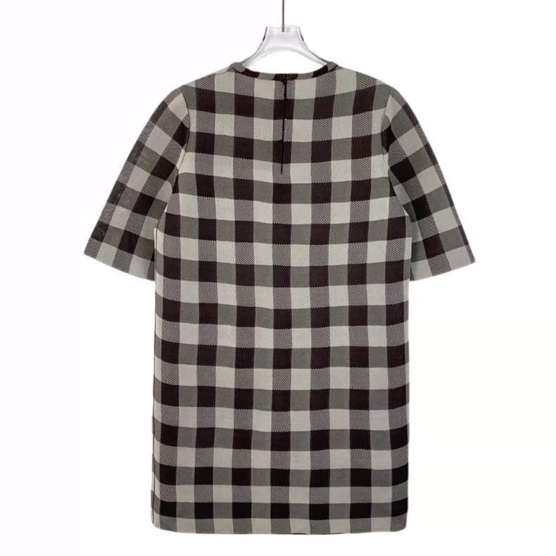 Celine Celine Colorful Checkered Silk Short Sleeve Dress Size XL / US 12-14 / IT 48-50 - 2 Thumbnail