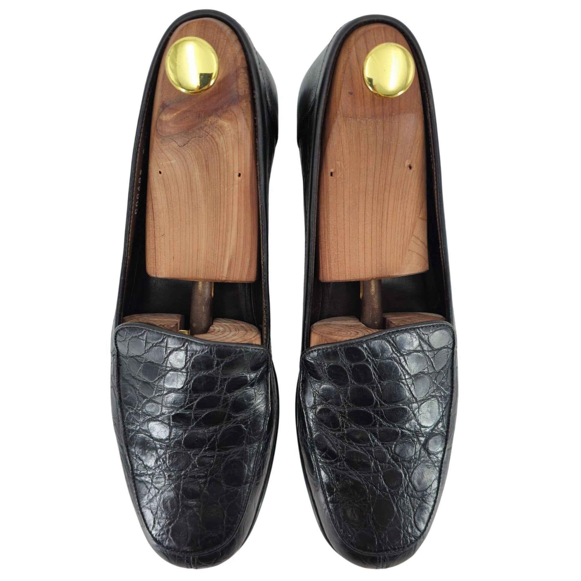 Bragano × Cole Haan Vintage Bragano Exotic Crocodile Italy Men 9.5 Black Leather Size US 9.5 / EU 42-43 - 6 Thumbnail