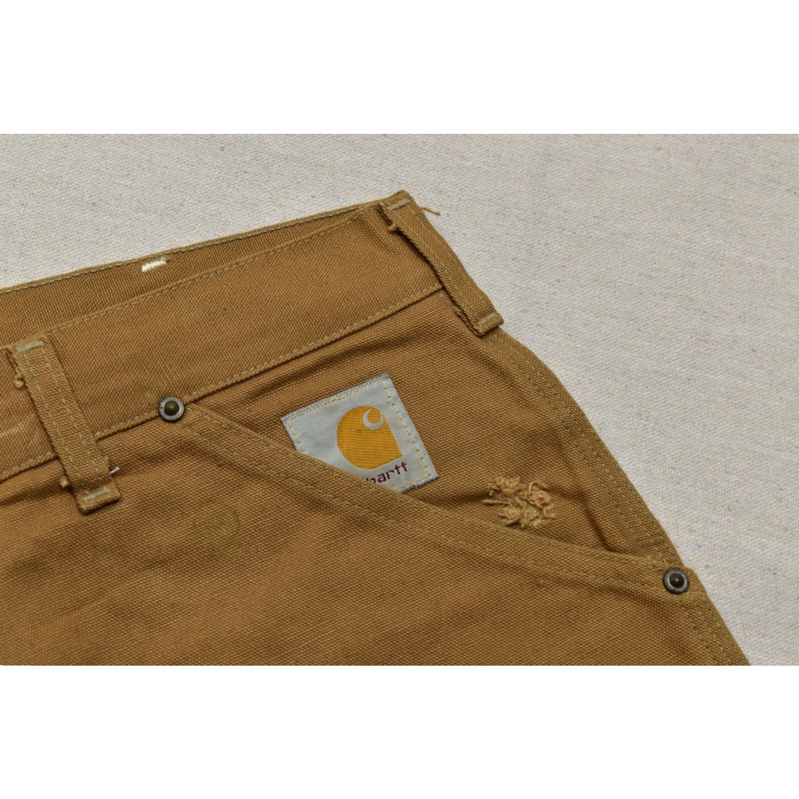 Carhartt VINTAGE Carhartt Pants Canvas Brush Duck Hunting 28x28 Tan Double Knee Briar Wat Size US 28 / EU 44 - 6 Thumbnail