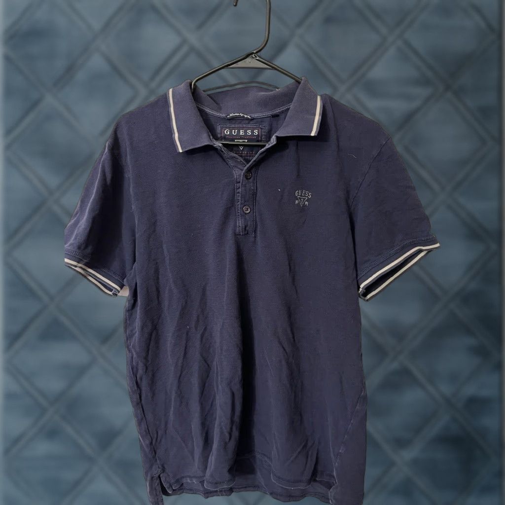 Guess GUESS Polo Shirt Mens XL Blue Short Sleeve Cotton Logo Casual Polo Shirt, Classic Brand, Regular Fit, Collared, Navy/Blue Size US XL / EU 56 / 4 - 1 Thumbnail