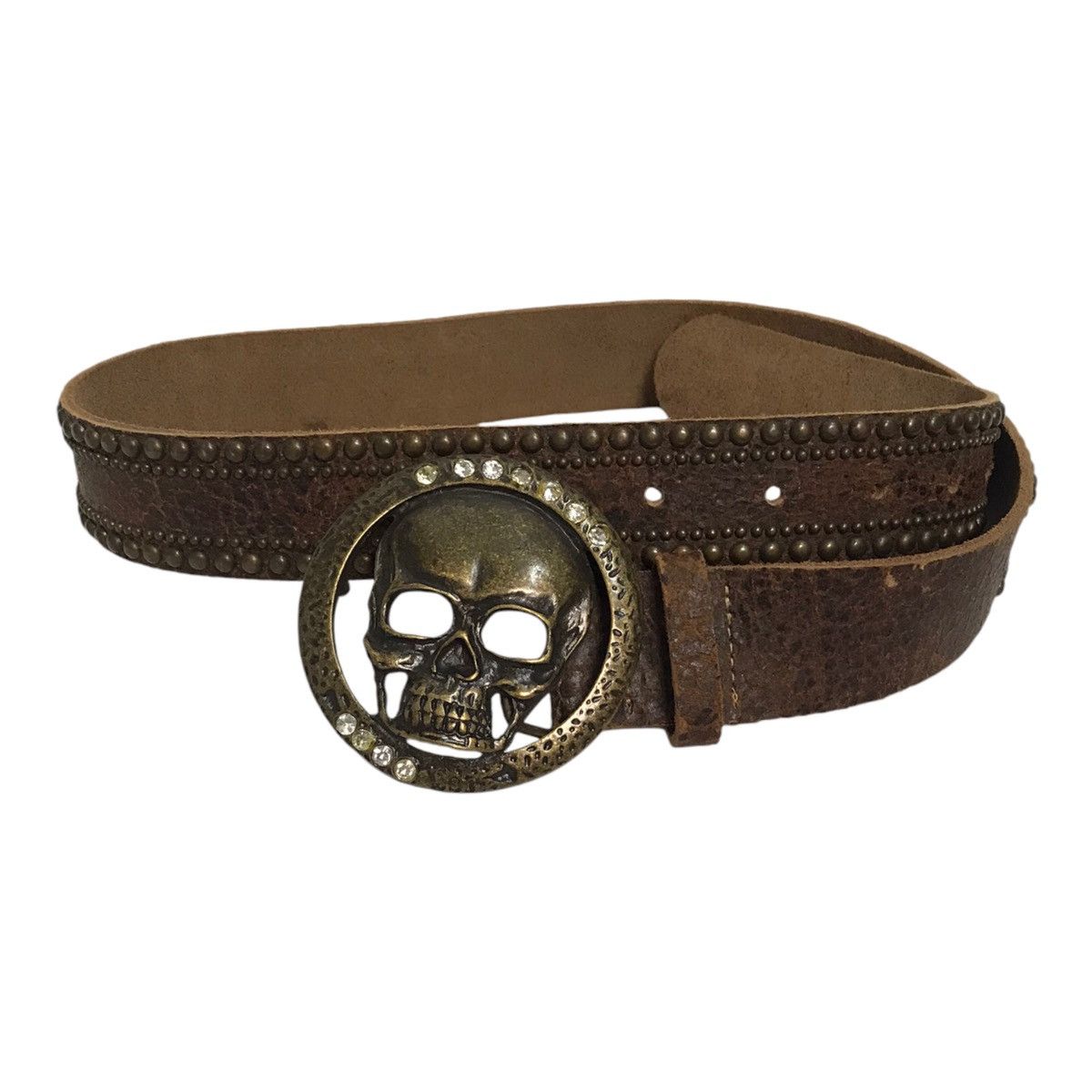 Hysteric Glamour × If Six Was Nine × Japanese Brand Skull Diamond Studded Brown Leather Belt Size ONE SIZE - 2 Thumbnail