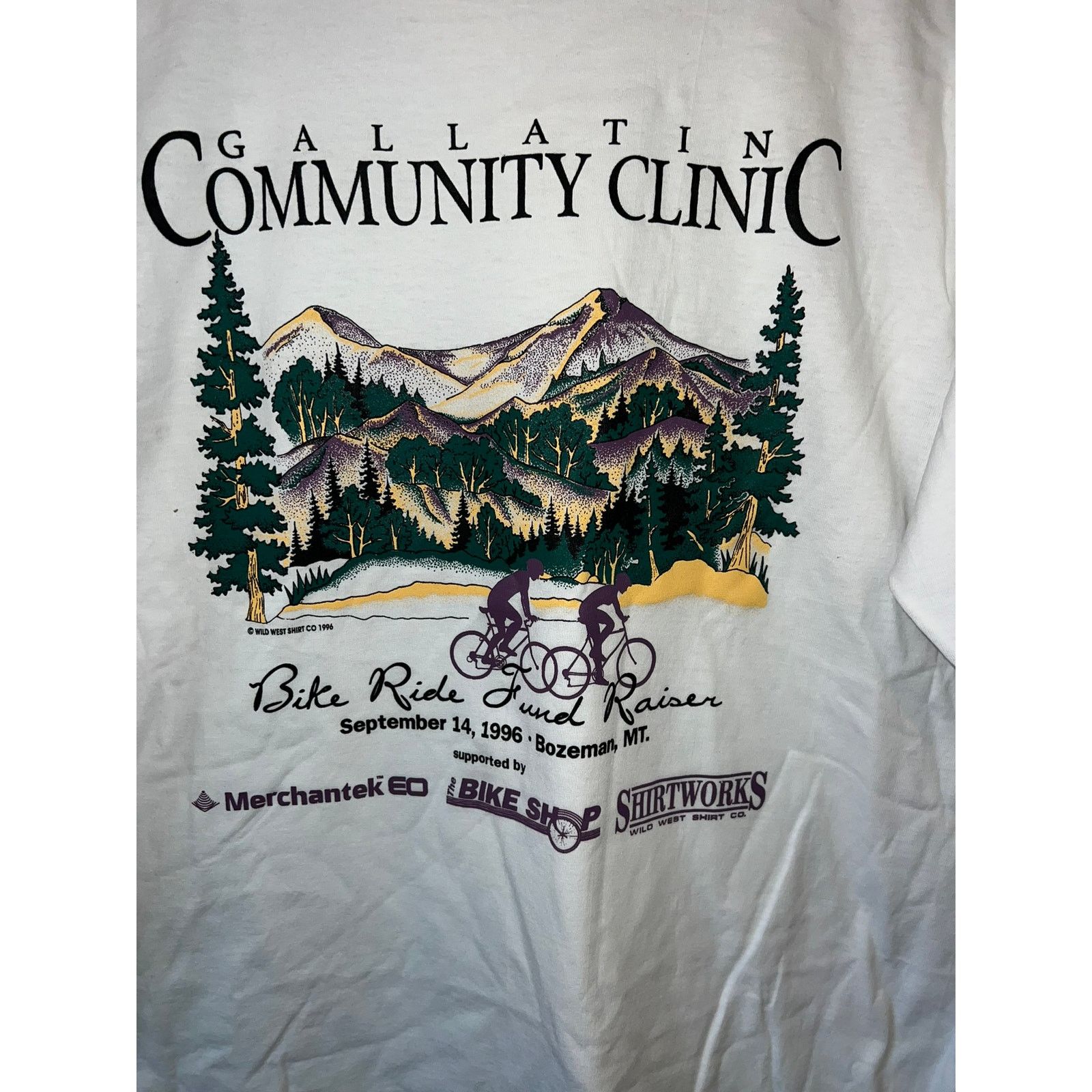 Jerzees 1996 Vintage Gallatin Clinic Bike Ride Fund Shirt VTG 90s L Size US L / EU 52-54 / 3 - 4 Thumbnail