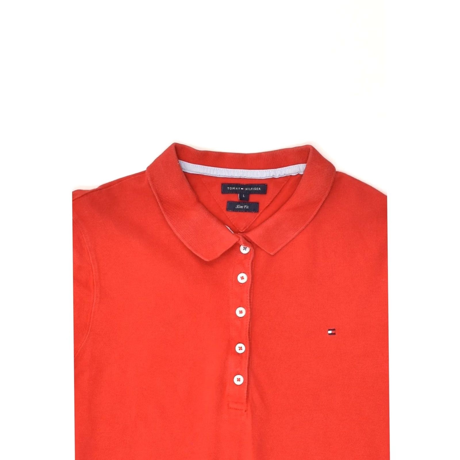 Tommy Hilfiger TOMMY HILFIGER Womens Polo Shirt Large Red Cotton Slim Fit Size L / US 10 / IT 46 - 4 Thumbnail