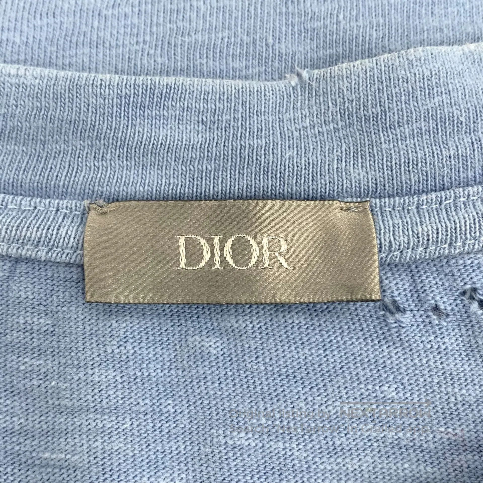 Dior Dior Blue Aged Hole Design Cotton Round Neck Short Sleeve Size US L / EU 52-54 / 3 - 5 Thumbnail
