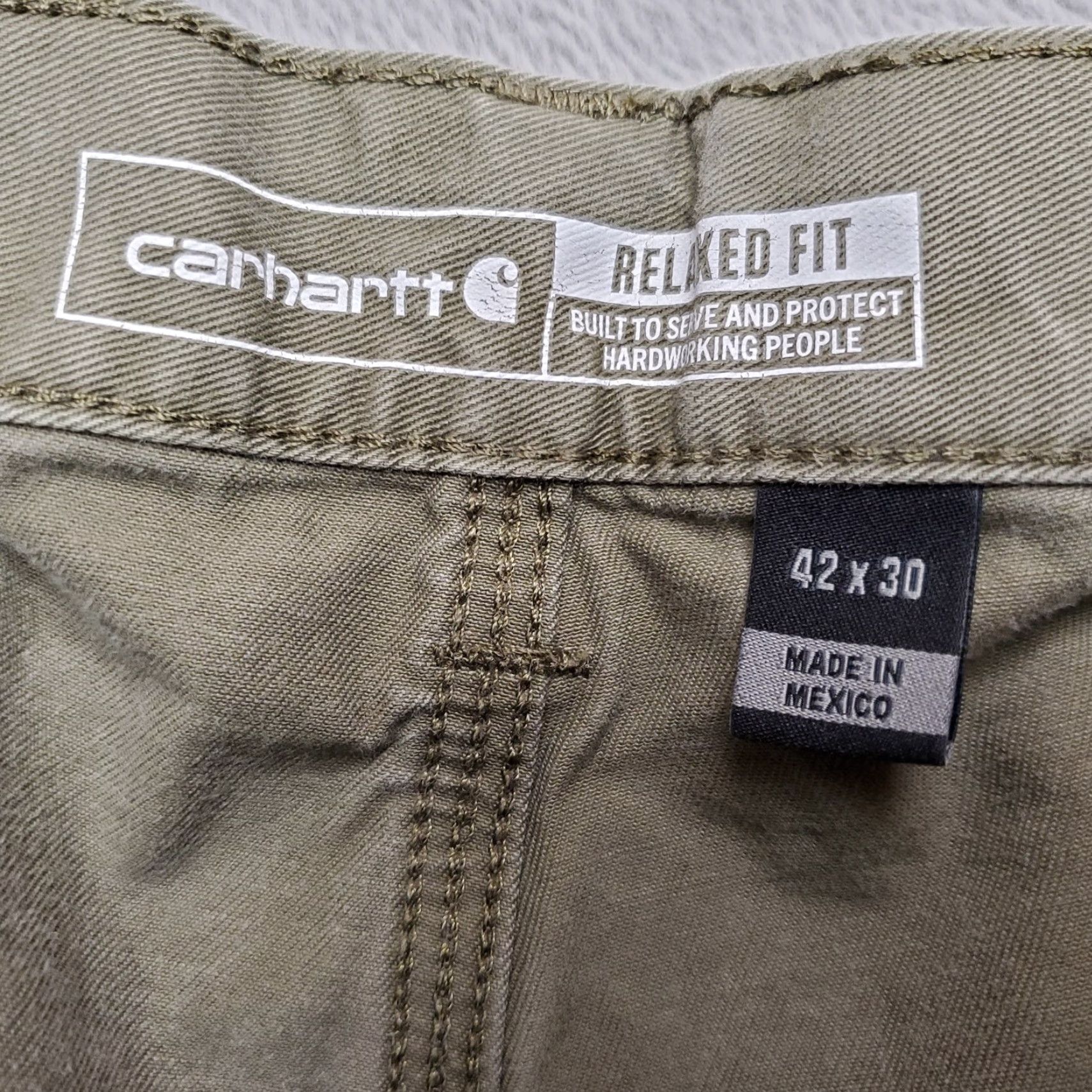 Carhartt Carhartt Pants Men 42x30 Green Twill Relaxed Fit Carpenter Cargo Casual B324 ARG Size US 42 / EU 58 - 4 Thumbnail