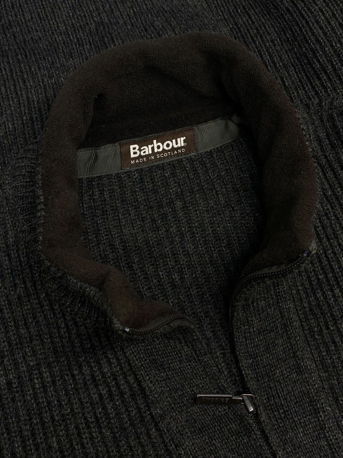 Barbour 🔥 BARBOUR TYNE CARDIGAN FULL ZIP KNITWEAR OLIVE MILITARY Size US L / EU 52-54 / 3 - 14 Thumbnail