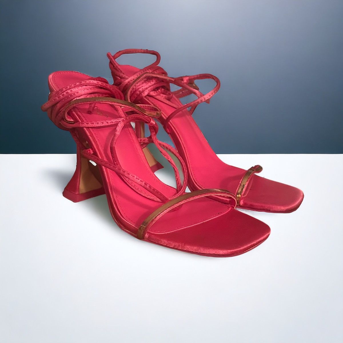 Other Mixx Shuz Lupita fuschia satin lace up heeled sandals Size US 8 / IT 38 - 1 Thumbnail