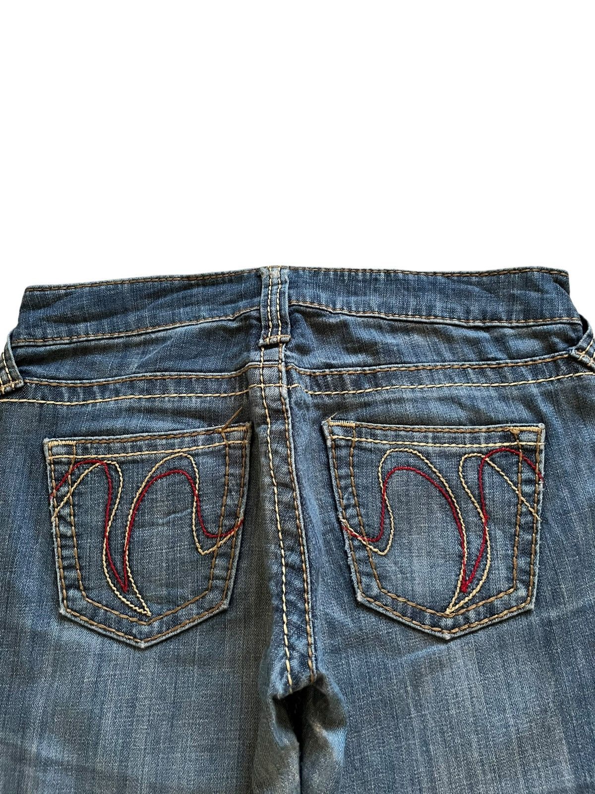 Japanese Brand Vintage Japanese Brand Blue Wash Embroidered Flare Jeans Size 29" - 8 Thumbnail