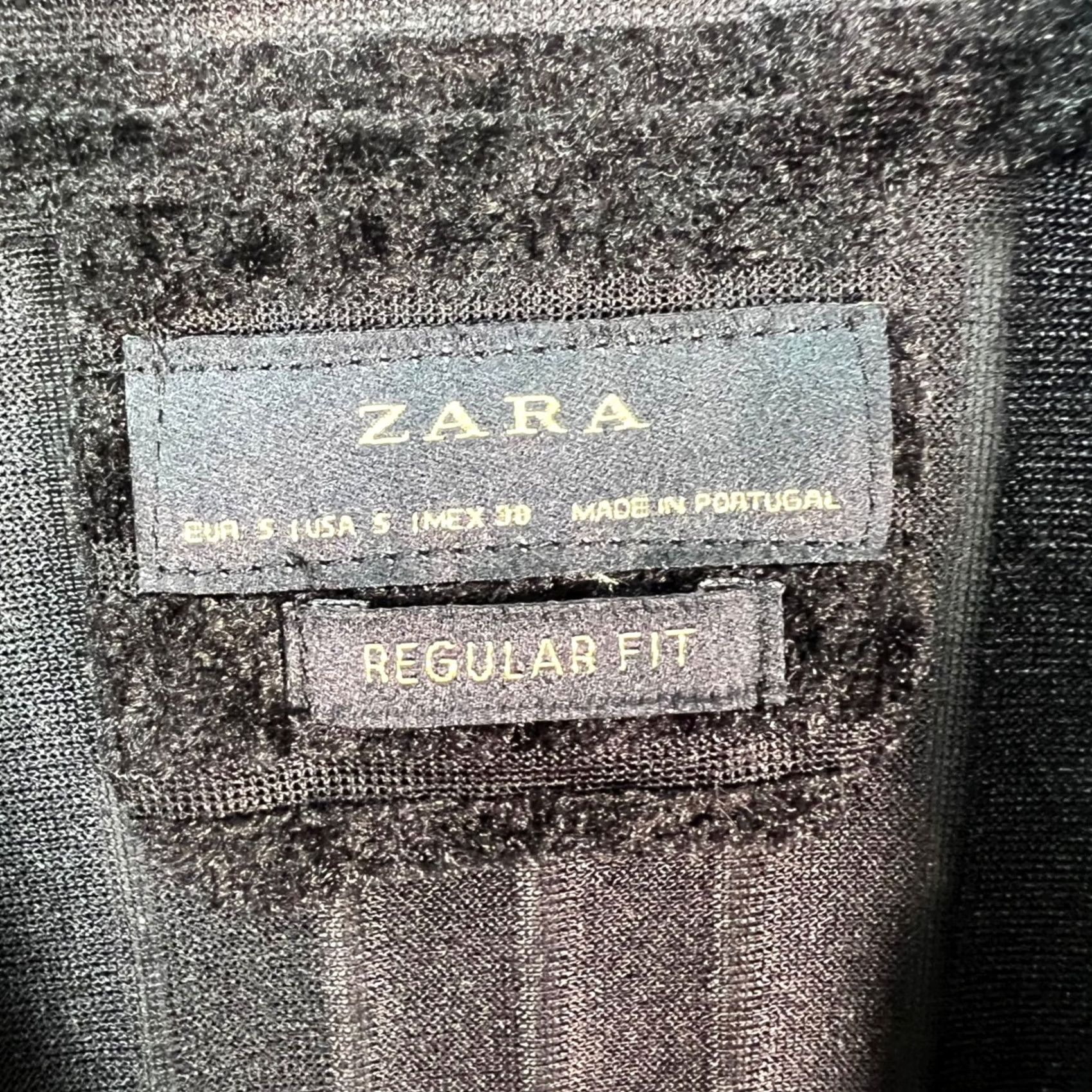 Zara Zara Womens Size Small Black Velvet Striped Button Up Shirt Regular Fit Size S / US 4 / IT 40 - 3 Thumbnail