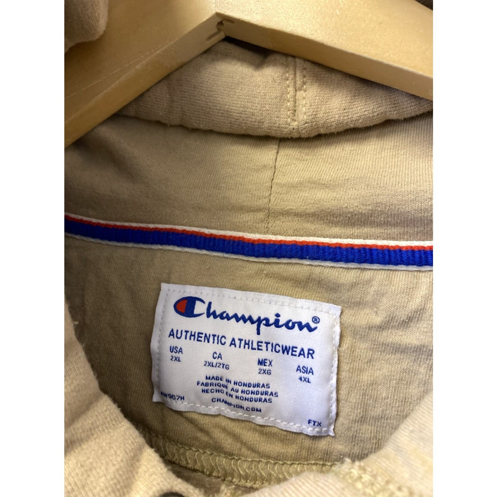 Champion VINTAGE Champion Hoodie Shirt Unisex Adults 2XL Tan Logo Solid All Seasons 90s Working Sportswear Plush Knit Crew Neck Full Zip Size US XXL / EU 58 / 5 - 4 Thumbnail