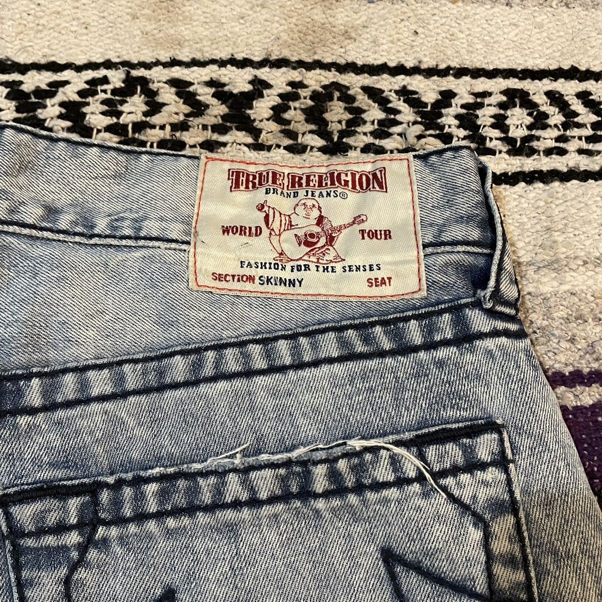 True Religion True Religion Skinny Stone Wash Blue Denim Jeans 35x31 Size US 35 - 12 Thumbnail