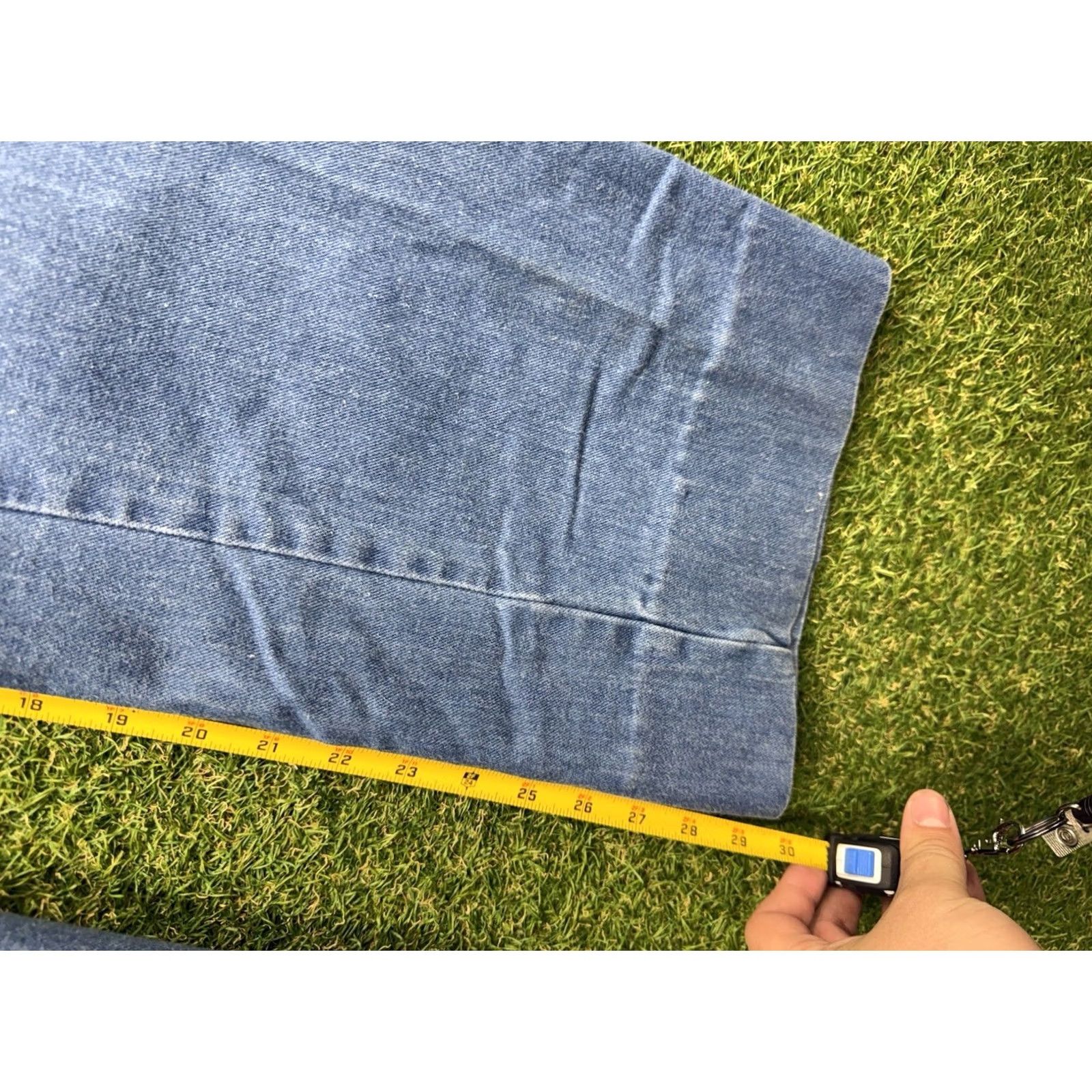Wrangler VINTAGE Wrangler Bell Bottom Jeans Womens 24x30 Pink Stripe Pockets Boho Stretch Denim Blue 1970s Mens Wom... Size 25" / US 0 / IT 36 - 5 Thumbnail