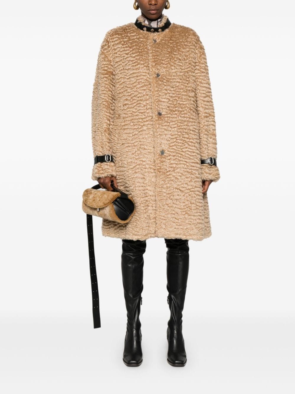 Jil Sander o1w1db10825 Brushed Coat in Beige Size M / US 6-8 / IT 42-44 - 2 Thumbnail