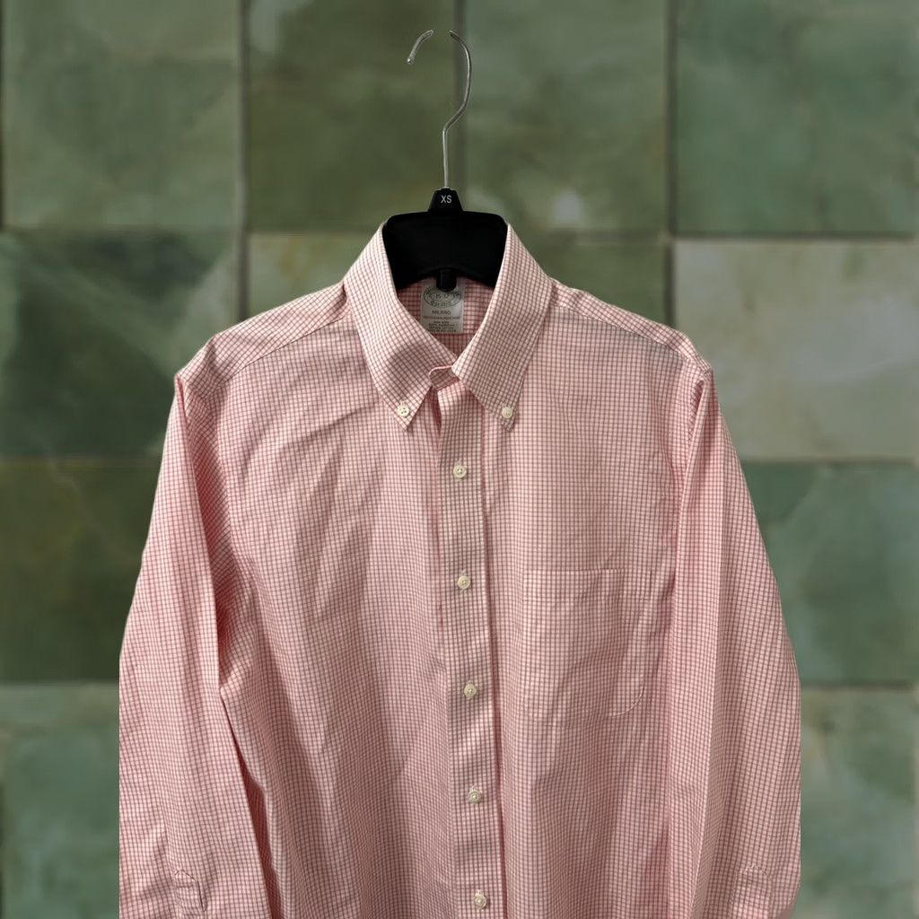 Brooks Brothers VINTAGE Brooks Brothers Original Polo Shirt Men 15 Pink Plaid Milano Non Iron L/S ShirtMILANO Pink Plaid Long Sleeve Button-Up Collared Vintage Mens Size US M / EU 48-50 / 2 - 1 Thumbnail