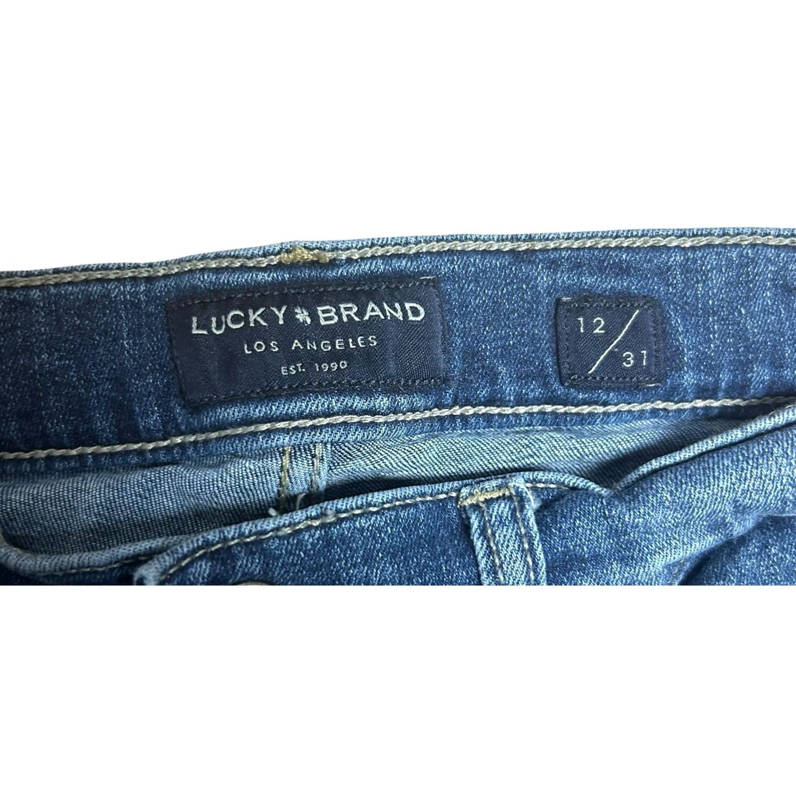 Lucky Brand LUCKY BRAND Jeans Blue Denim Stevie High Rise Flare Pants 12/31 Womens Regular 34x31 Medium Wash Cotton Polyester Spandex Size 34" / US 12 / IT 48 - 3 Thumbnail