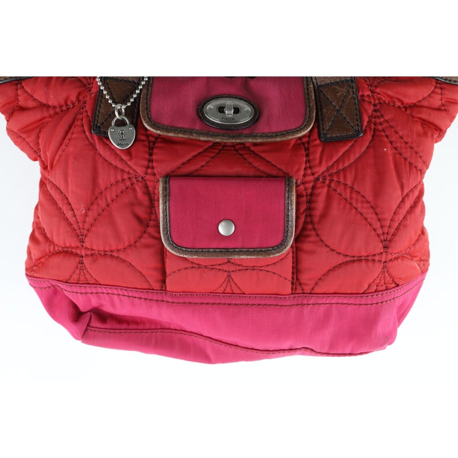 Fossil × Vintage Vintage 90s Y2K Fossil Key Per Leather Handled Quilted Bag Size ONE SIZE - 3 Thumbnail