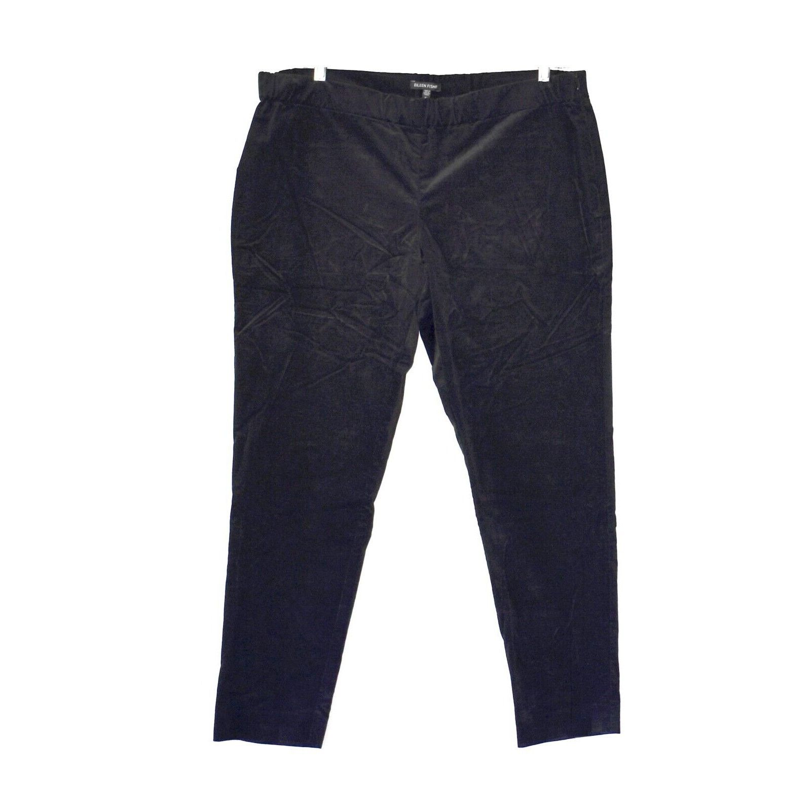 Eileen Fisher NEW EILEEN FISHER Black Velour Side Zipper Trouser Pants XL Size 38" / US 16 / IT 52 - 1 Thumbnail