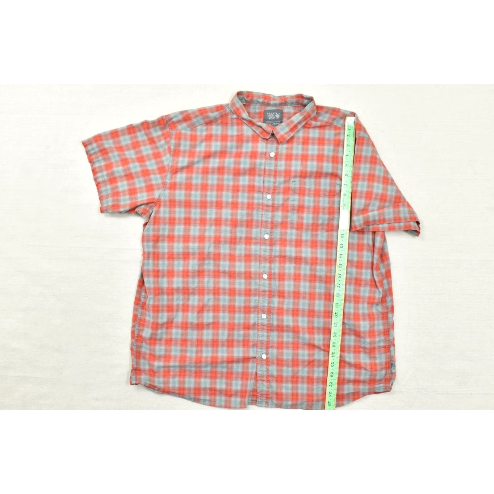 Mountain Hardwear Mountain Hardwear Shirt Mens XXL Gray Orange Plaid Short Sleeve Hiking Outdoor Button-Up Collared Pocketed Casual Outdoor Size US XXL / EU 58 / 5 - 3 Thumbnail