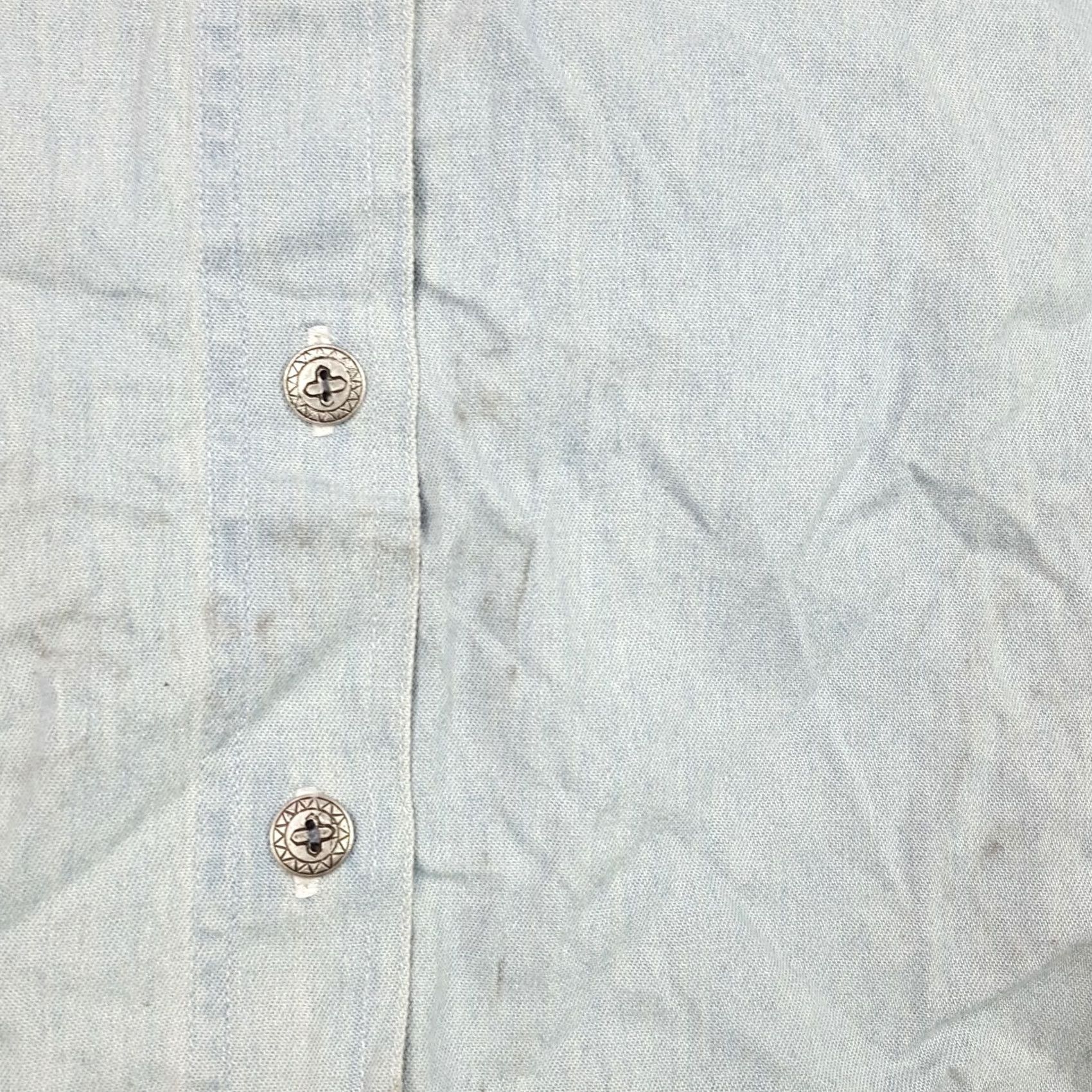 Cherokee VINTAGE Cherokee Western Denim Shirt Womens Size M Button-Up Studded Collared Southwestern Short Sleeve Blue 80s 90s Western Casual Mens? Size M / US 6-8 / IT 42-44 - 6 Thumbnail