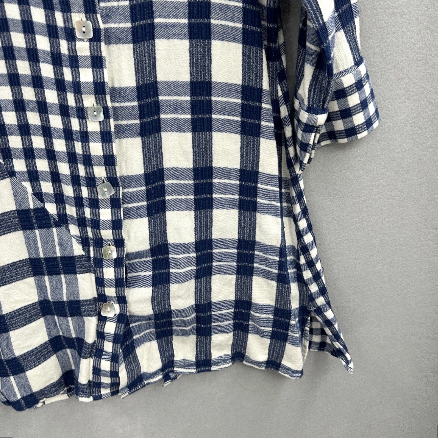 Soft Surroundings Soft Surroundings Tunic Womens XS Blue Plaid Flannel Long Sleeve Button Front Cozy Casual Blouse Size XS / US 0-2 / IT 36-38 - 5 Thumbnail