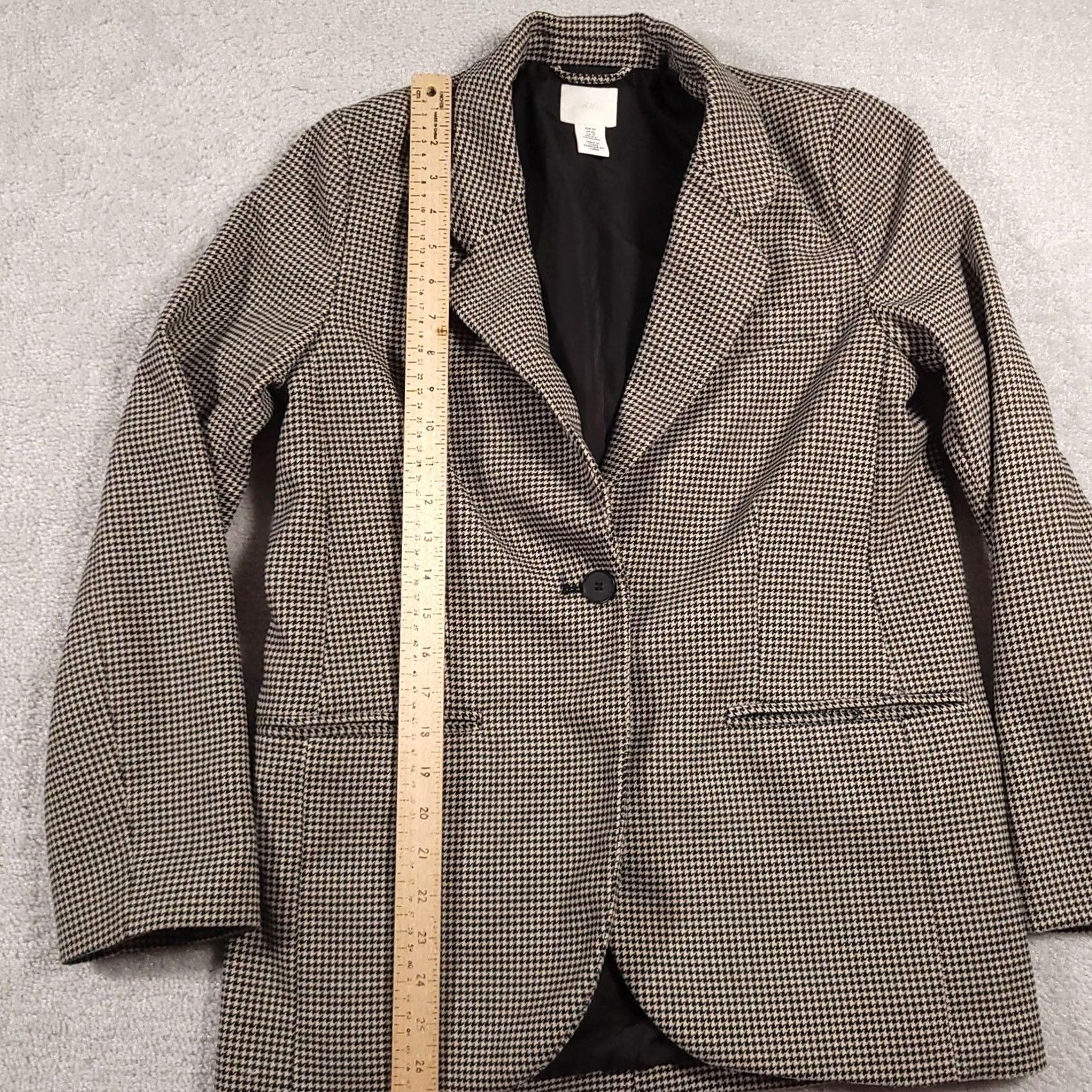 H&M VINTAGE H&M Blazer Womens XS Houndstooth Checkered Suit Jacket Classic Workwear Office Size XS / US 0-2 / IT 36-38 - 7 Thumbnail
