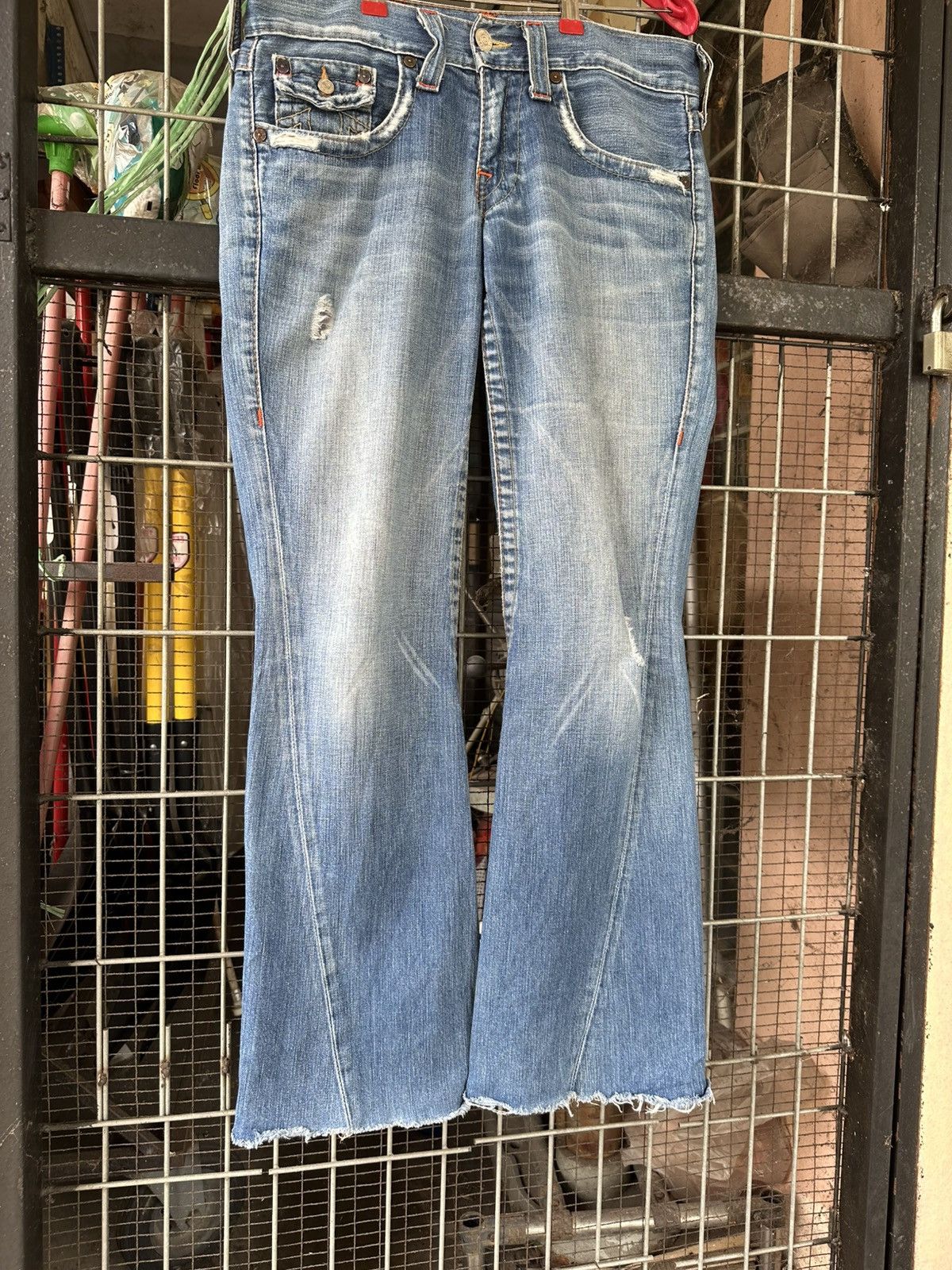 True Religion 👹Vintage True Religion Distressed Flare Jeans Size US 31 - 6 Thumbnail