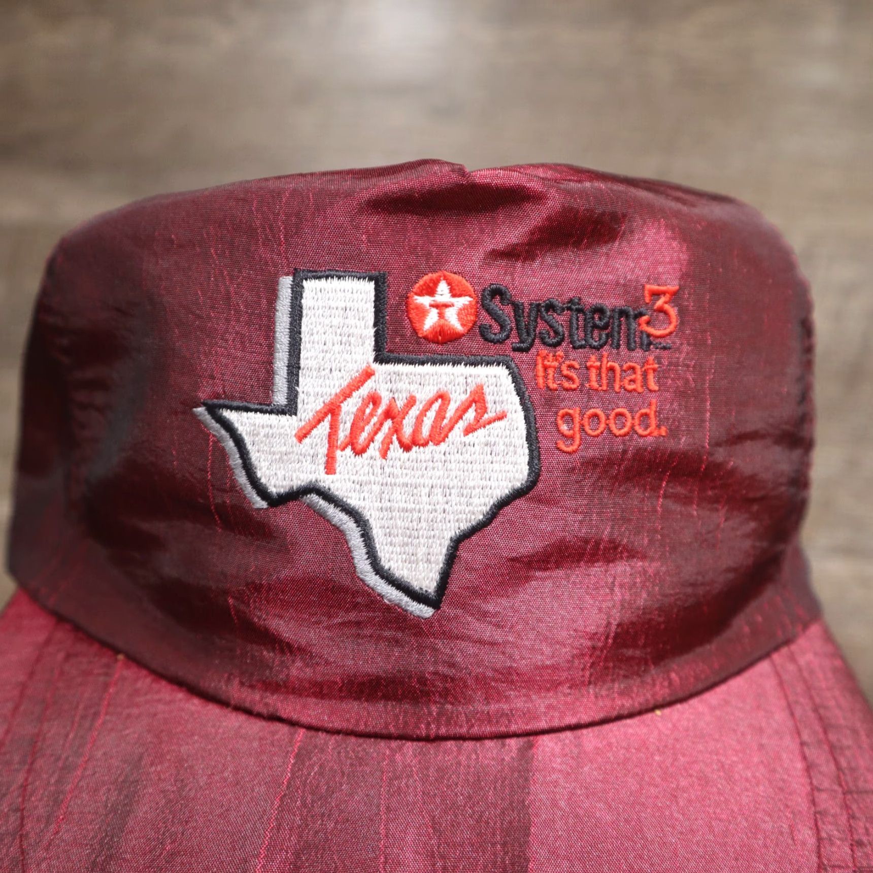 Vintage VINTAGE Texaco Hat Unisex Adults Adjustable Nylon Maroon 90s Trucker Hat Texas State Theme 1980s/90s It’s That Good Texas State Texaco Hat Mens Size ONE SIZE - 2 Thumbnail