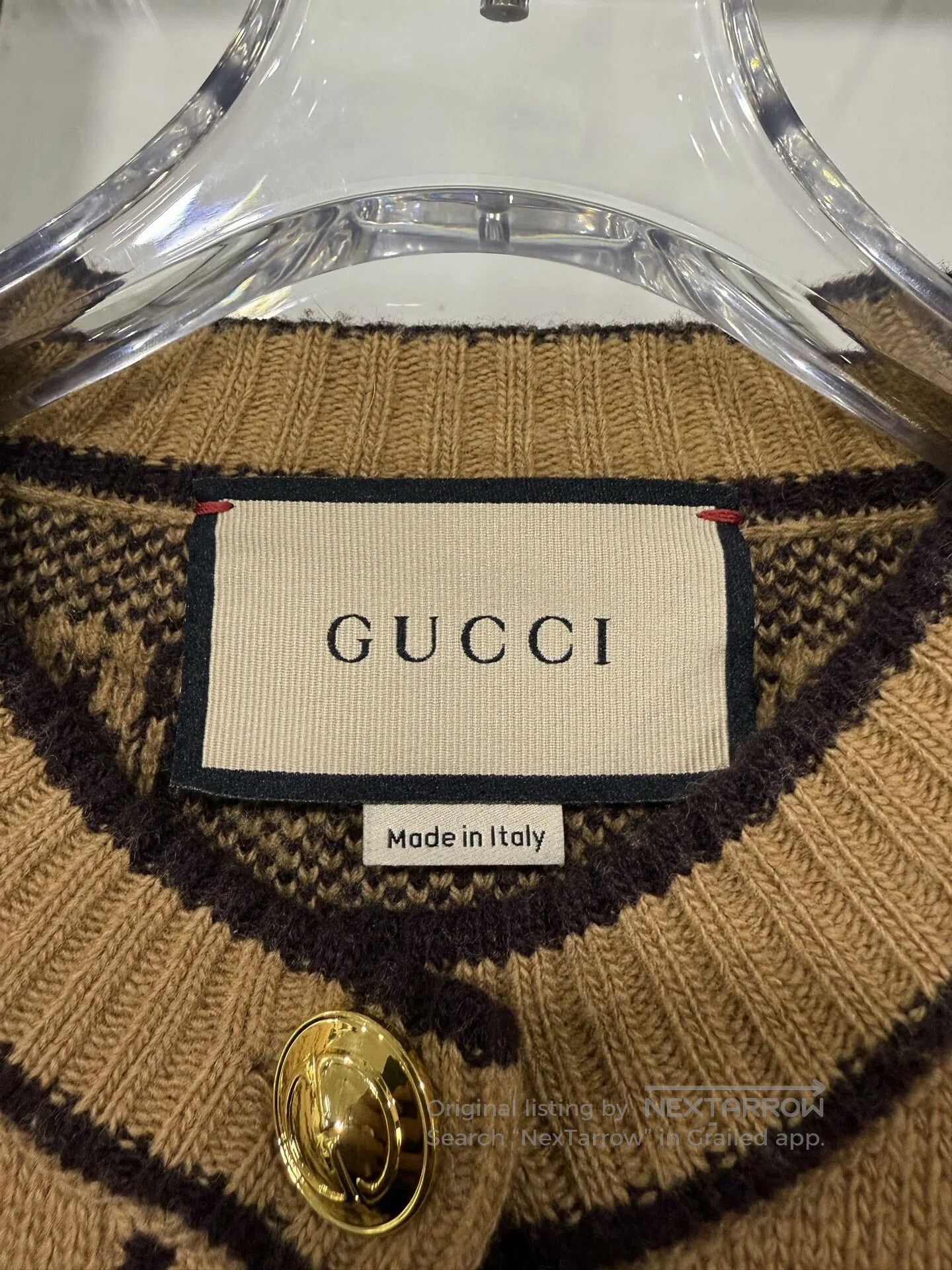 Gucci Gucci Wool Cardigan in Brown Pattern. Size S / US 4 / IT 40 - 3 Thumbnail