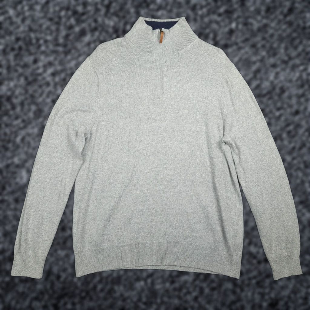 J.Crew J.CREW Sweater 1/4 Zip Men XL Gray 100% Cotton Super Soft EUC Pullover Mock Neck Casual Outdoor Preppy Knit Zipper Size US XL / EU 56 / 4 - 1 Thumbnail