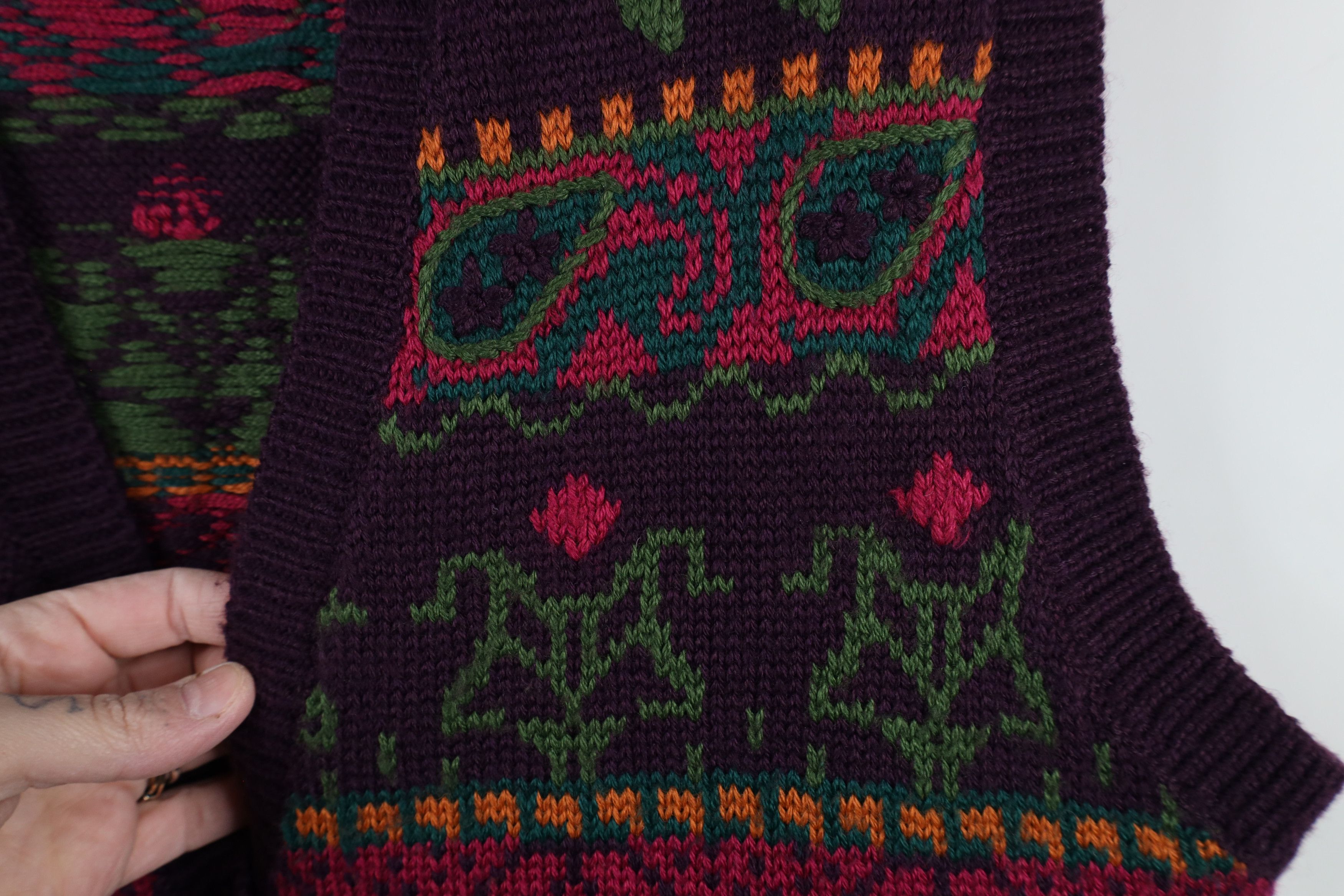 Vintage Vintage 90s Streetwear Wool Fair Isle Flower Sweater Vest Size L / US 10 / IT 46 - 7 Thumbnail