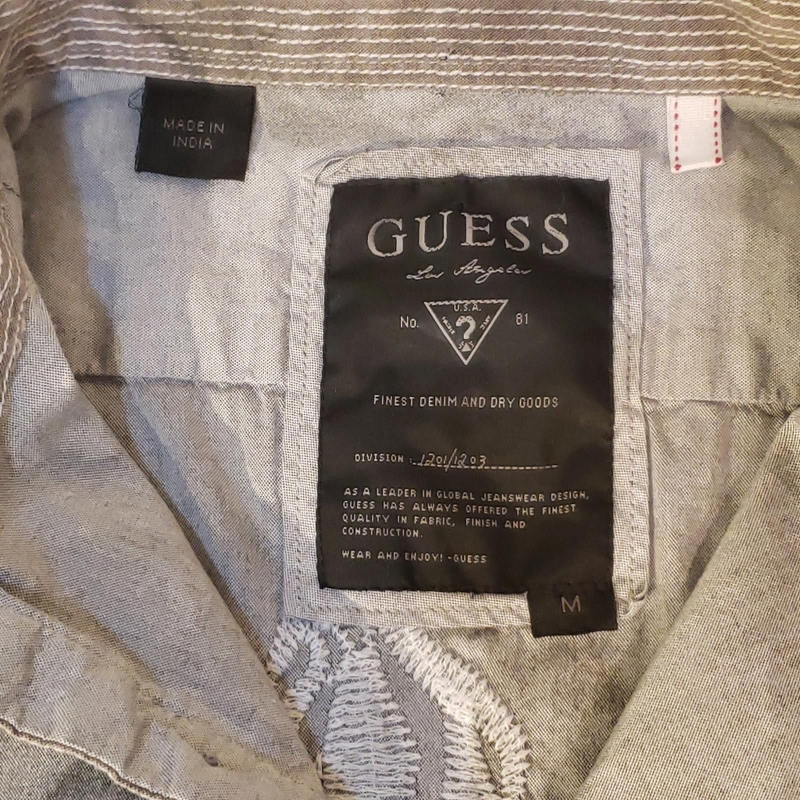 Guess GUESS Grey Embroidered Button Up Shirt Size M Size US M / EU 48-50 / 2 - 2 Thumbnail