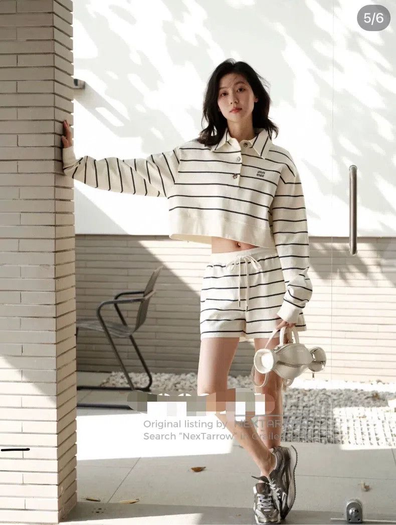 Miu Miu Miu Miu Size XS Striped embroidery logo leisure sweater Size XS / US 0-2 / IT 36-38 - 9 Thumbnail