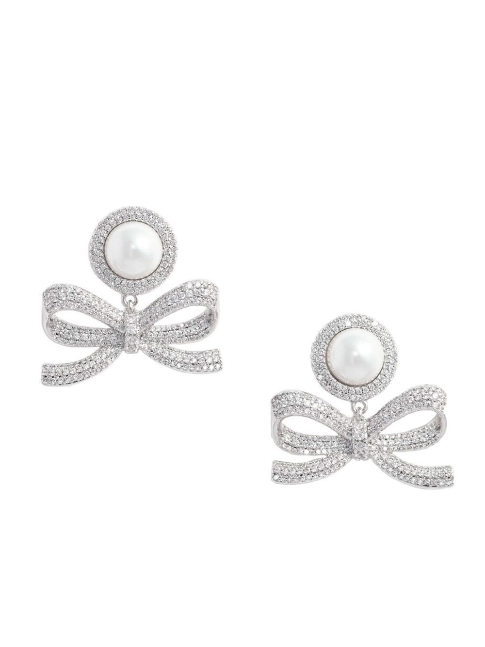 Self-Portrait Pearl Bow Drop Earrings Size ONE SIZE - 1 Thumbnail