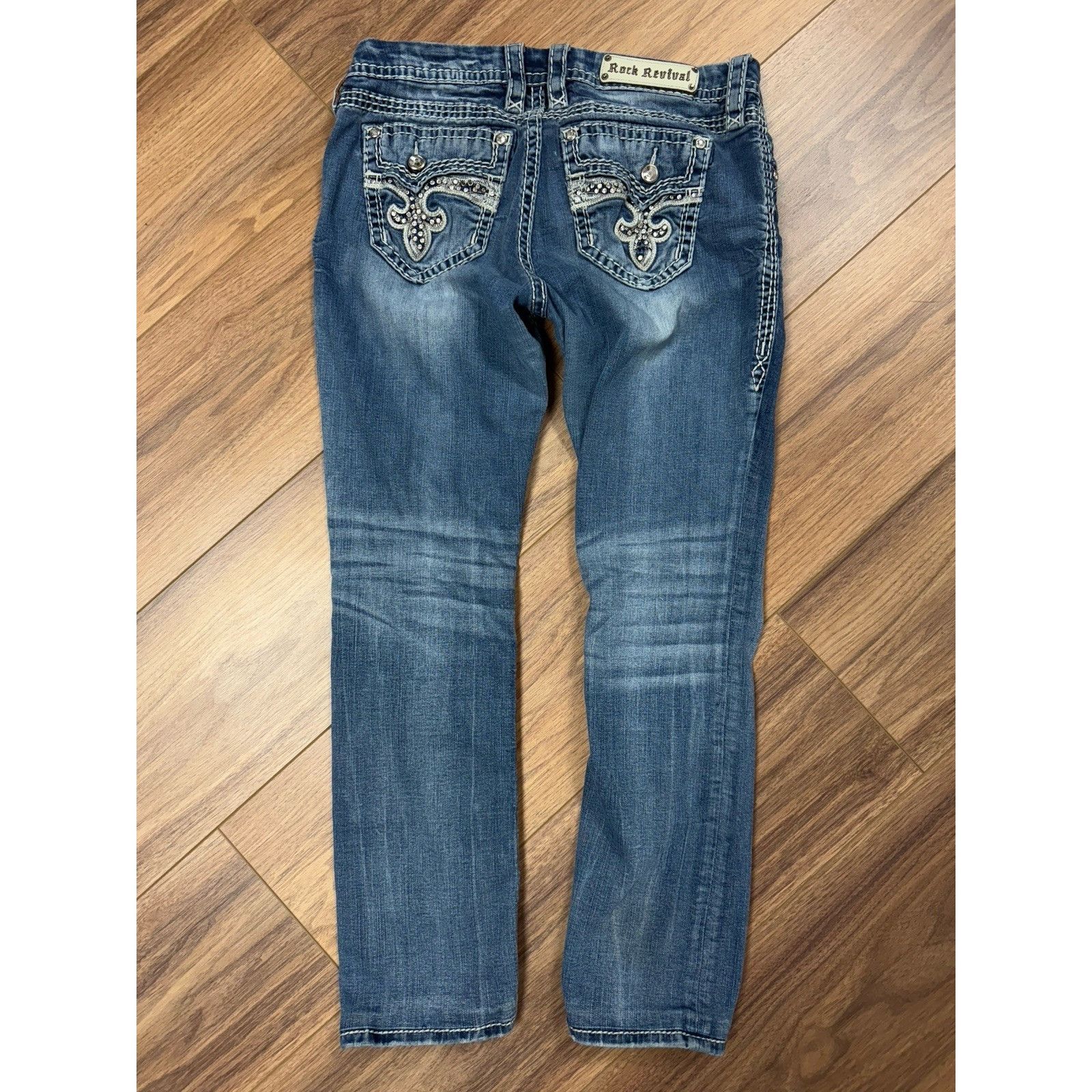Rock Revival Rock Revival Jeans Womens 30 Blue Yui Easy Straight Rhinesto Size 30" / US 8 / IT 44 - 2 Thumbnail
